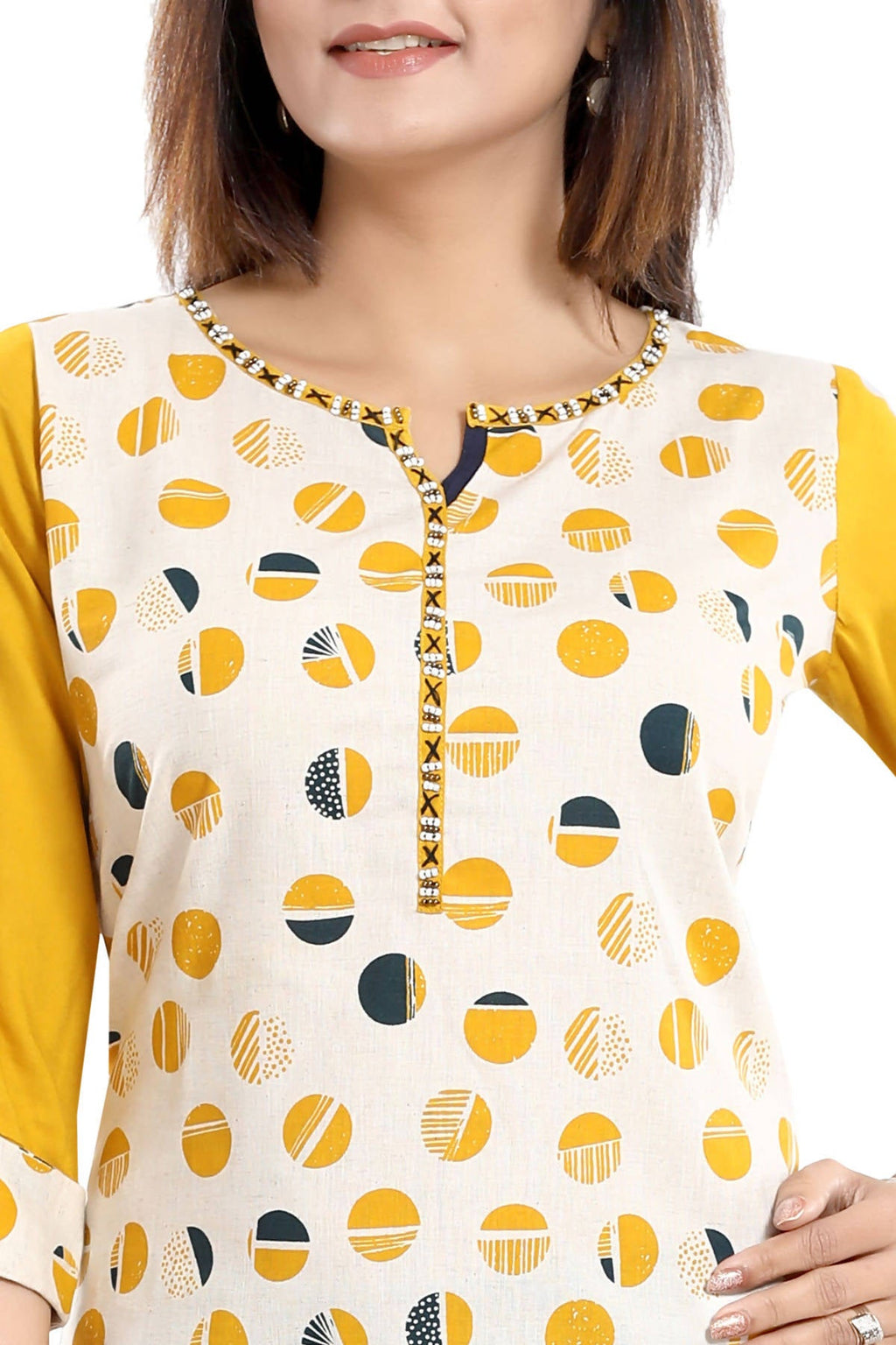 Snehal Creations Cotton Printed Apple-Cut Short Tunic
