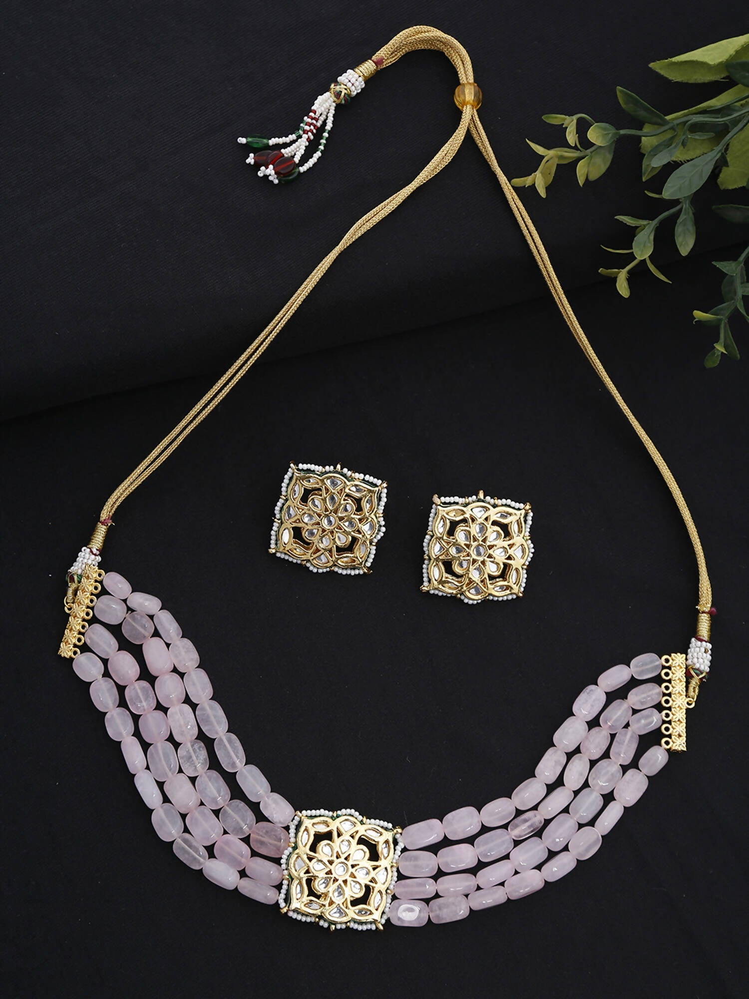 Kundan Choker With Studs - Ruby Raang