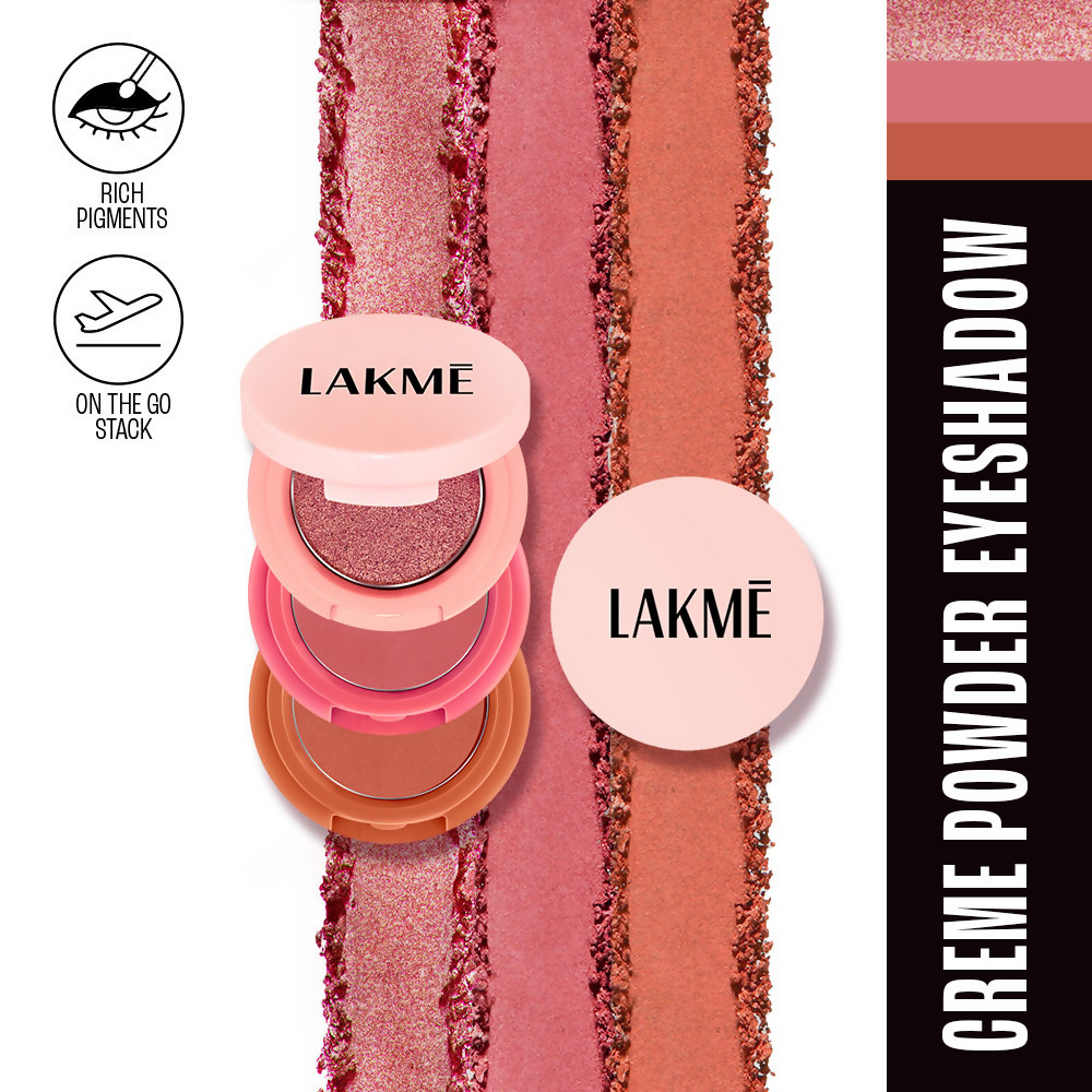 Lakme 9 To 5 Eyeconic Cream Powder Eyeshadow Stack - Nude Bomb