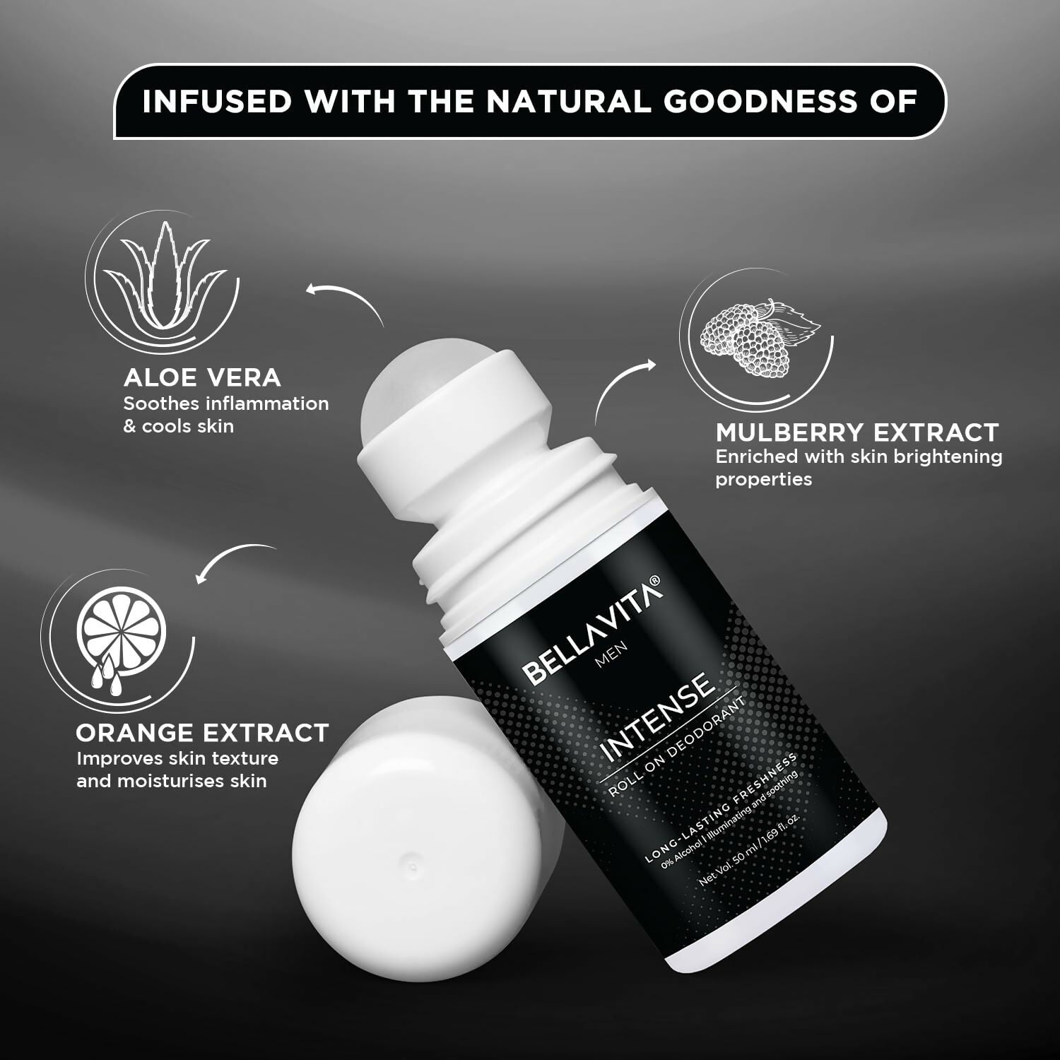 Bella Vita Intense Natural Underarm Roll On Deodorant for Men