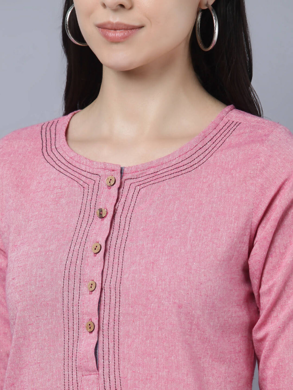 Myshka Women Pink Solid Straight Kurta