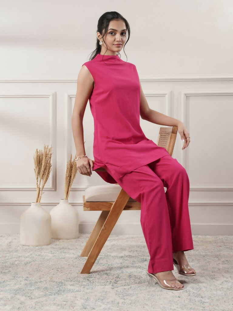 Joban Fashion Women's Fuchsia Cotton Co-Ord Set