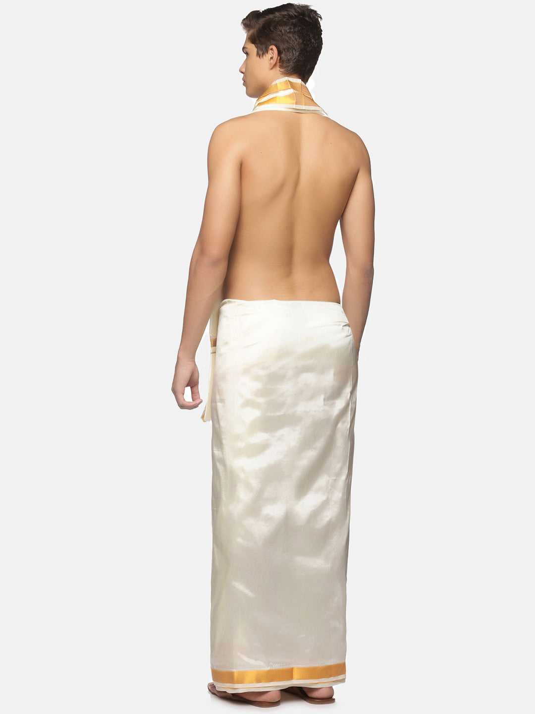 Sethukrishna Men Cream-Coloured Solid Dhotis