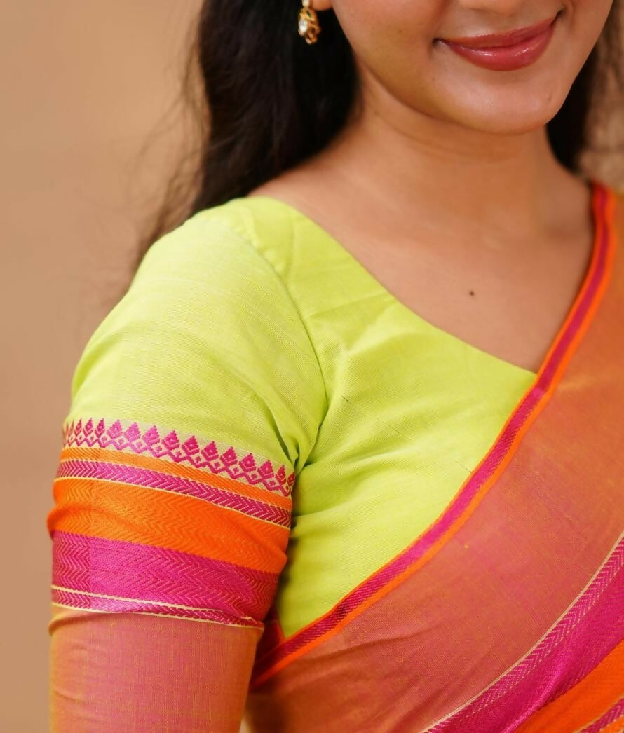 Exclusive Collection Light Green Beautiful Khadi Cotton Handloom Saree