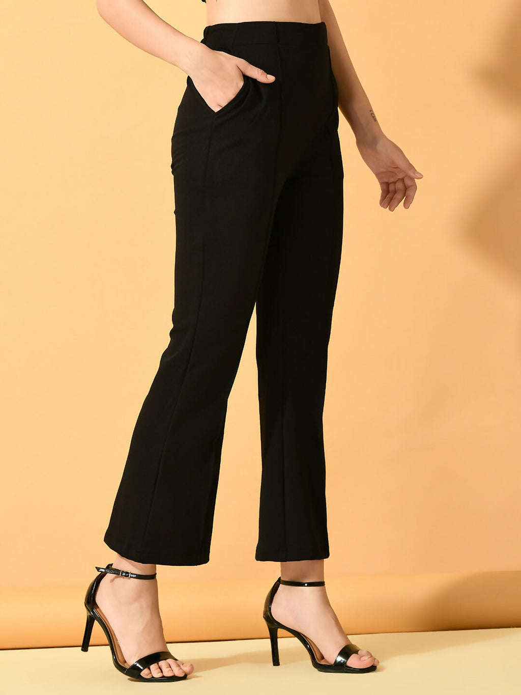 Myshka Women's Black Flared Party Trouser