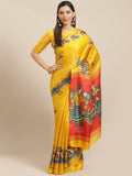 Saree Mall Mustard Yellow & Blue Printed Saree