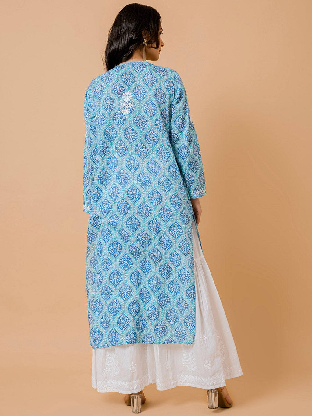 HOUSE OF KARI Ethnic Motifs Printed Cotton Panelled Chikankari Kurta
