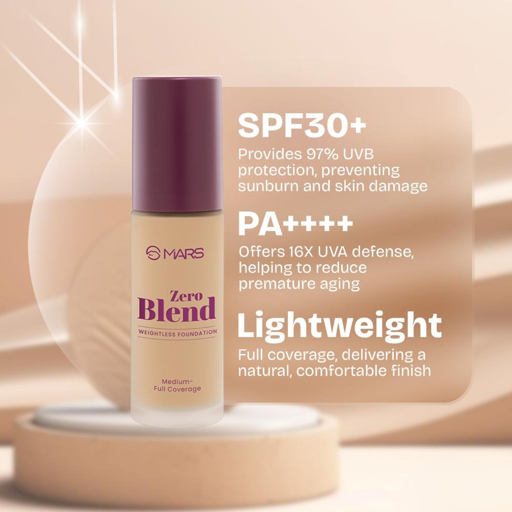 MARS Cosmetics SPF30 PA+++ Zero Blend Weightless Foundation - 07 Caramel Glow