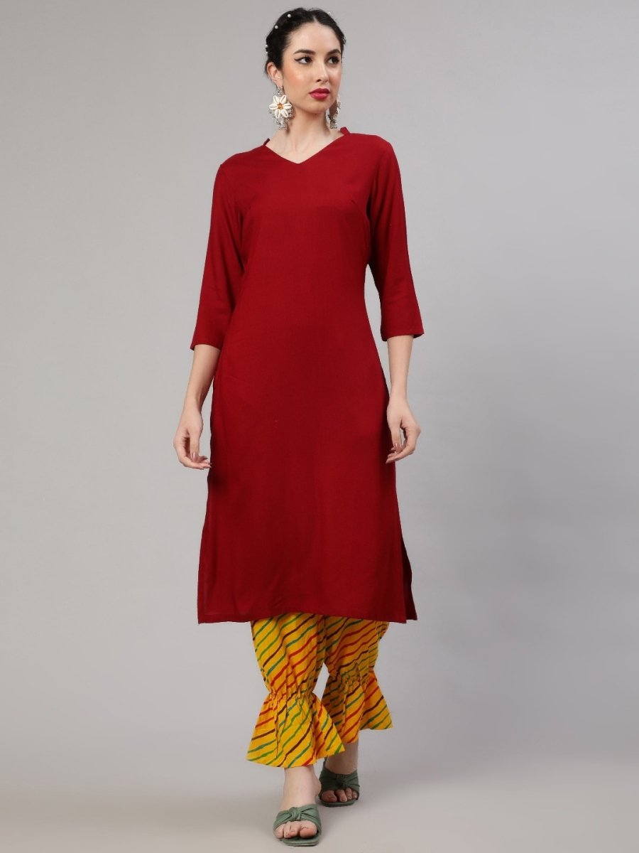 Aks Mandarin Collar Regular Kurta with Harem Pants
