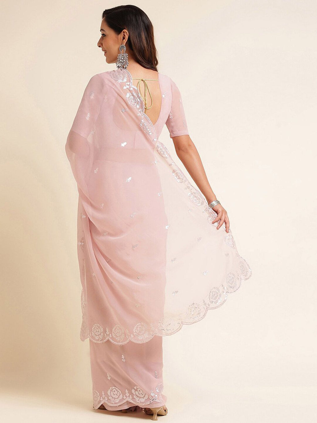 kasee Embellished Sequinned Poly Georgette Saree