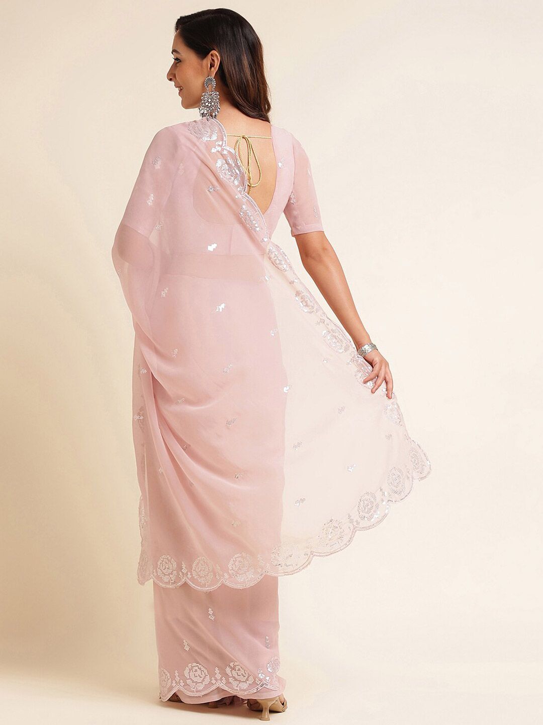 kasee Embellished Sequinned Poly Georgette Saree