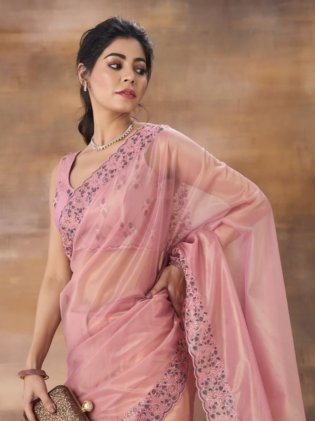 kasee Embroidered Net Saree