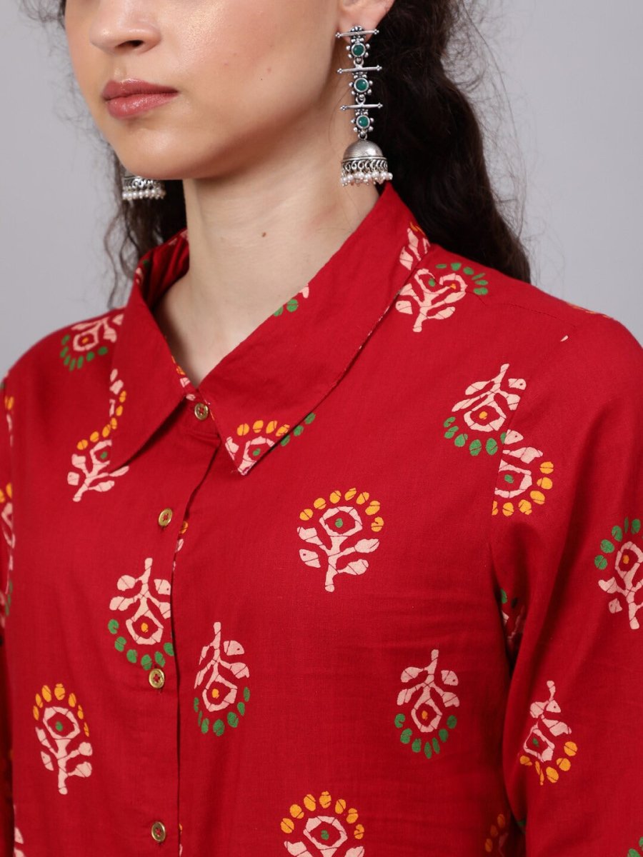 Aks Ethnic Motifs Printed Shirt Collar Kurta