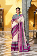 PR Fashion Owt Poly Cotton Printed With Zari Weaving Work Saree