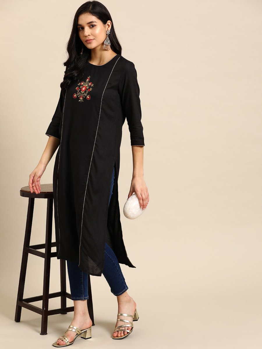 All About You Women Floral Embroidered Kurta