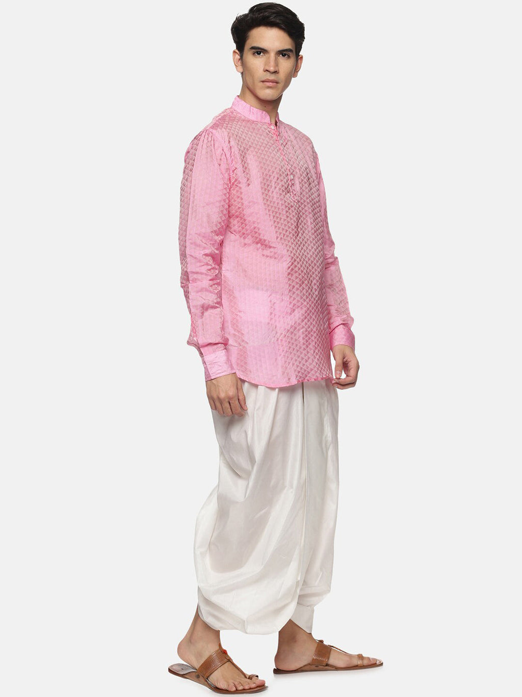 Sethukrishna Mens Pink Kurta with Dhoti Pants