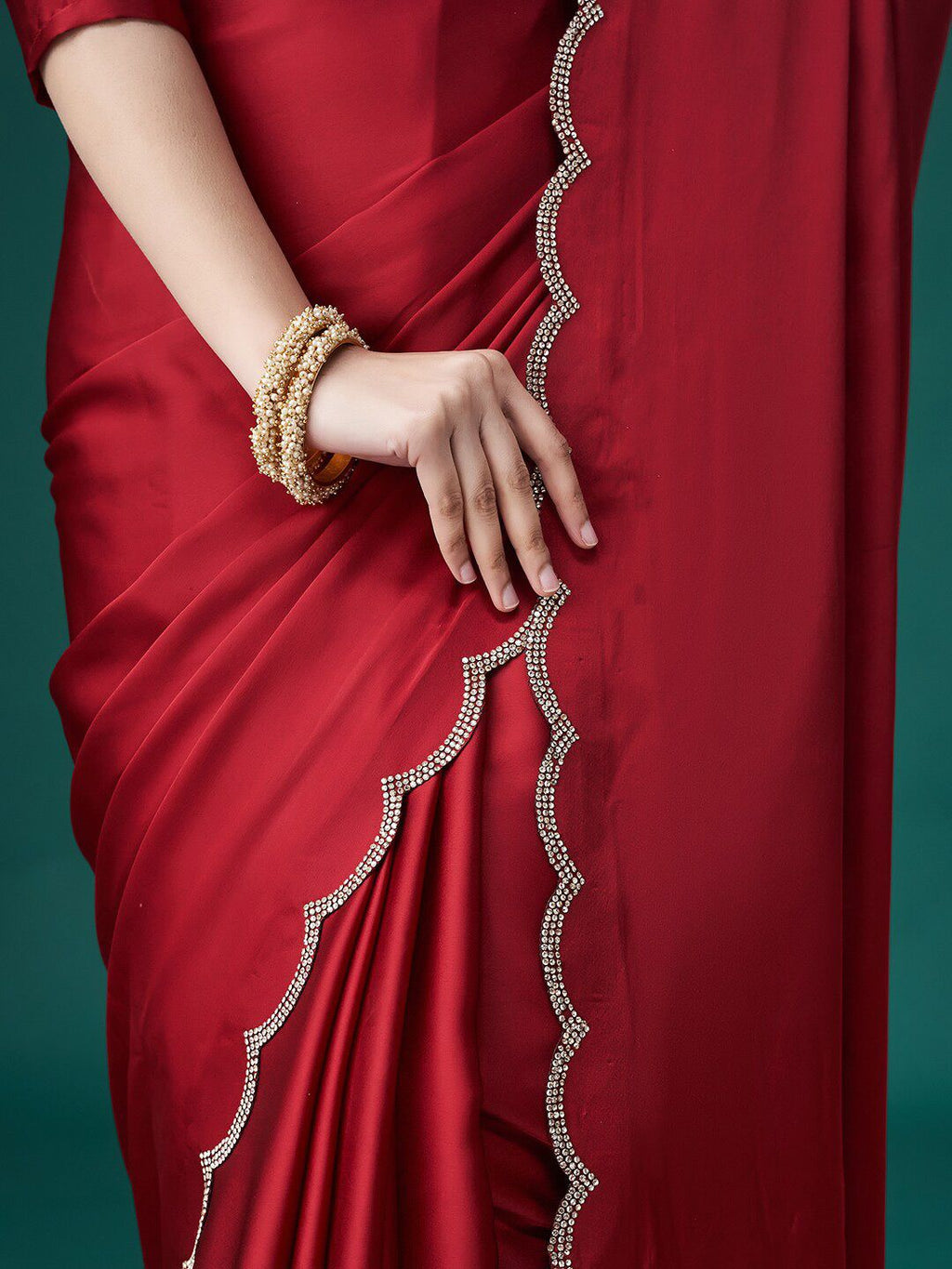 kasee Beads and Stones Satin Sarees