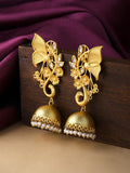 Yellow Chimes Gold-Polished Dome Shaped Jhumkas Earrings