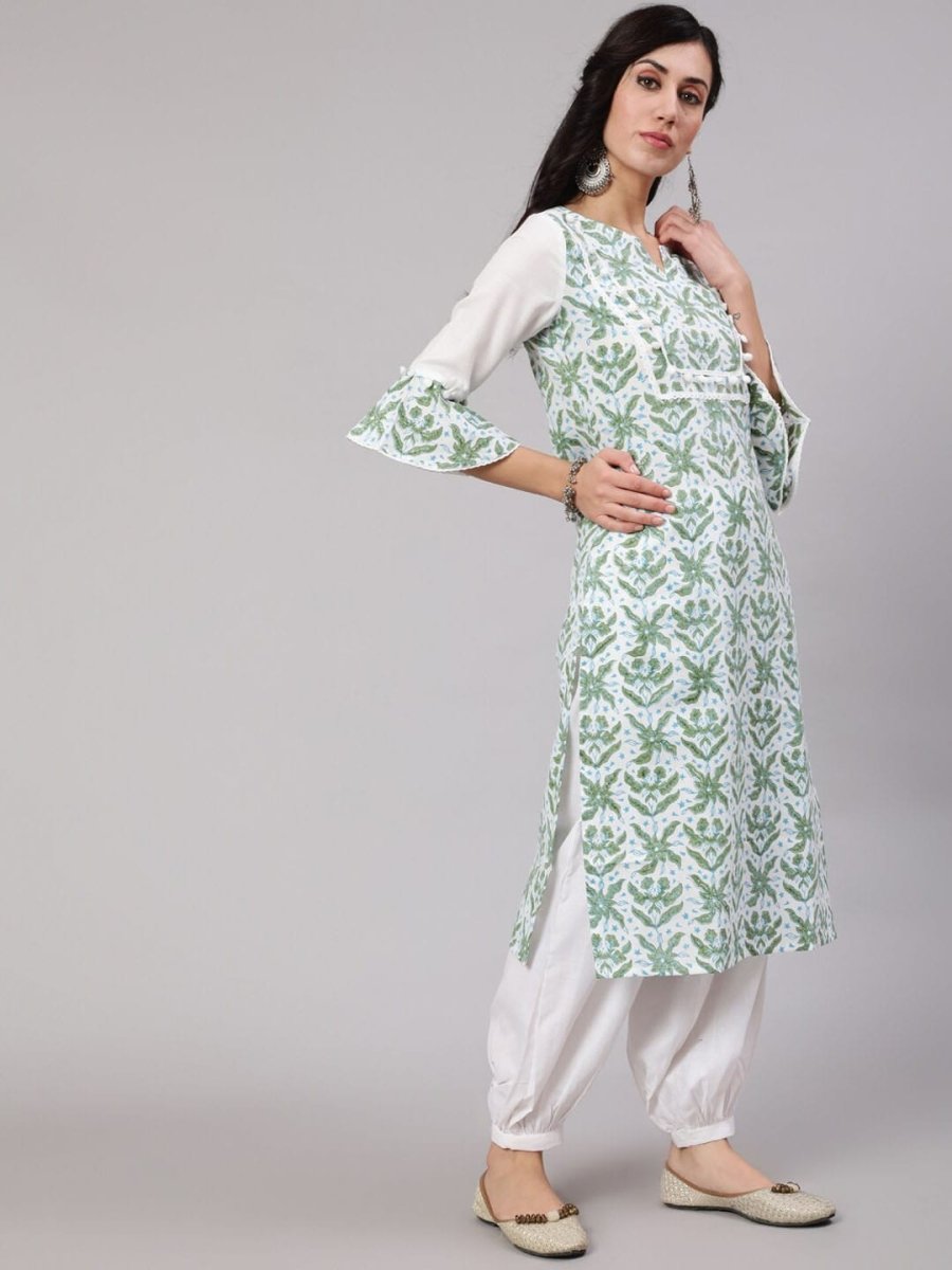 Aks Tropical Printed Bell Sleeves Kurta