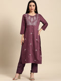 All About You Women Ethnic Motifs Embroidered Kurta With Trousers