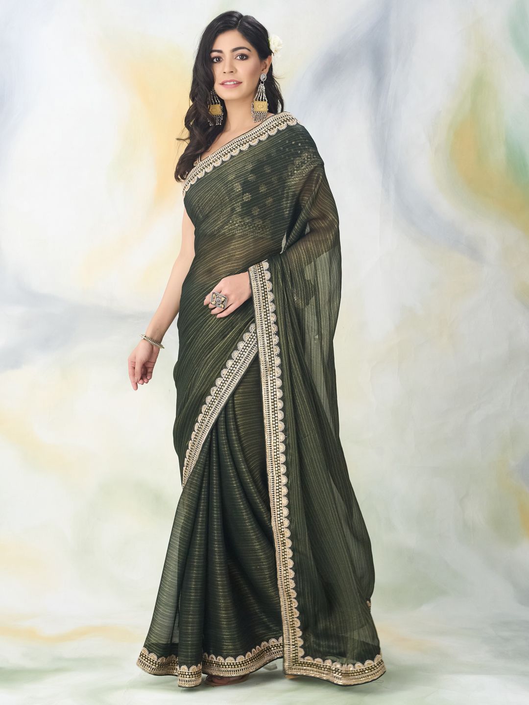 kasee Floral Embroidered Saree