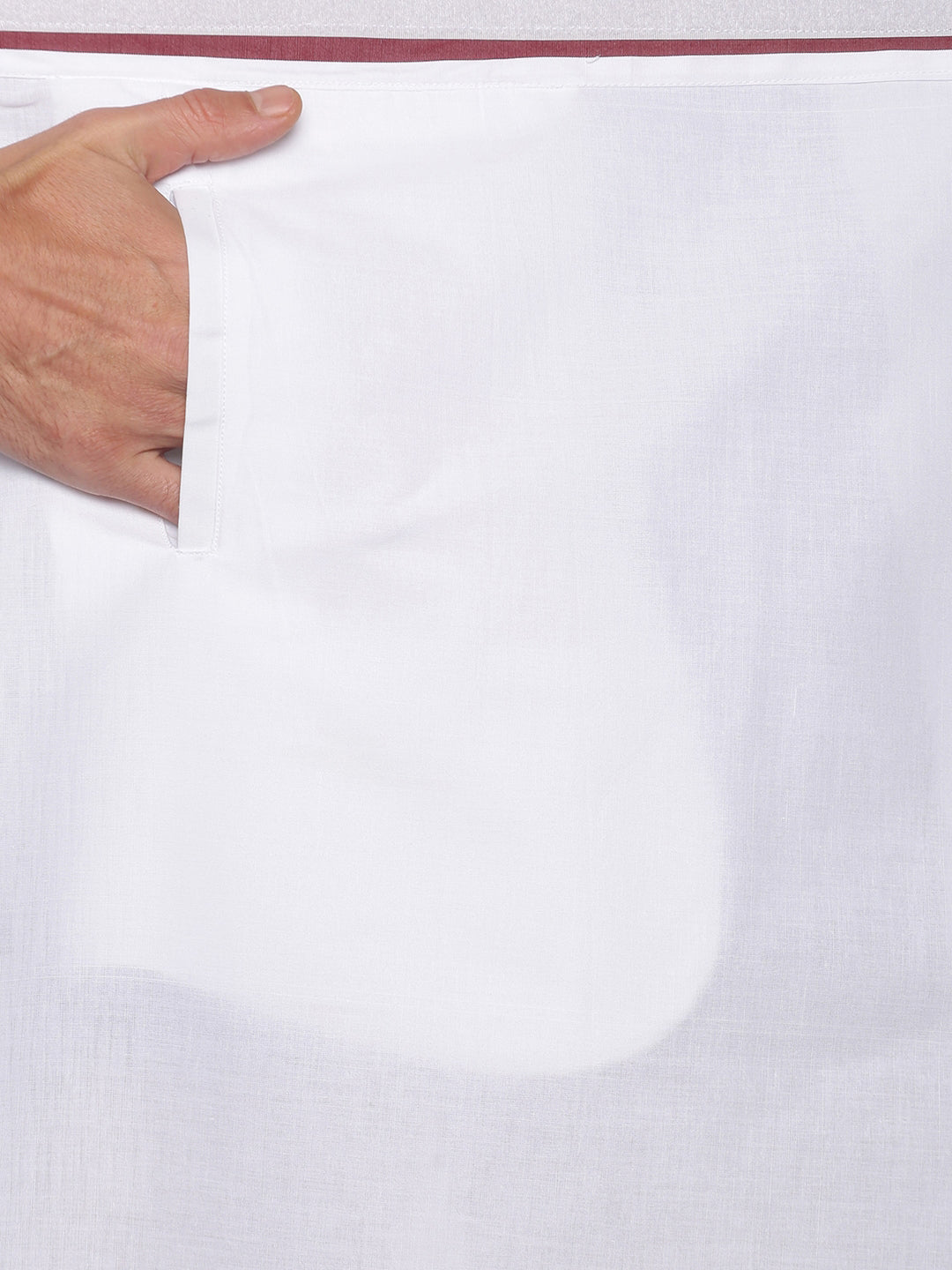 Sethukrishna Mens White Solid Cotton Readymade Dhoti