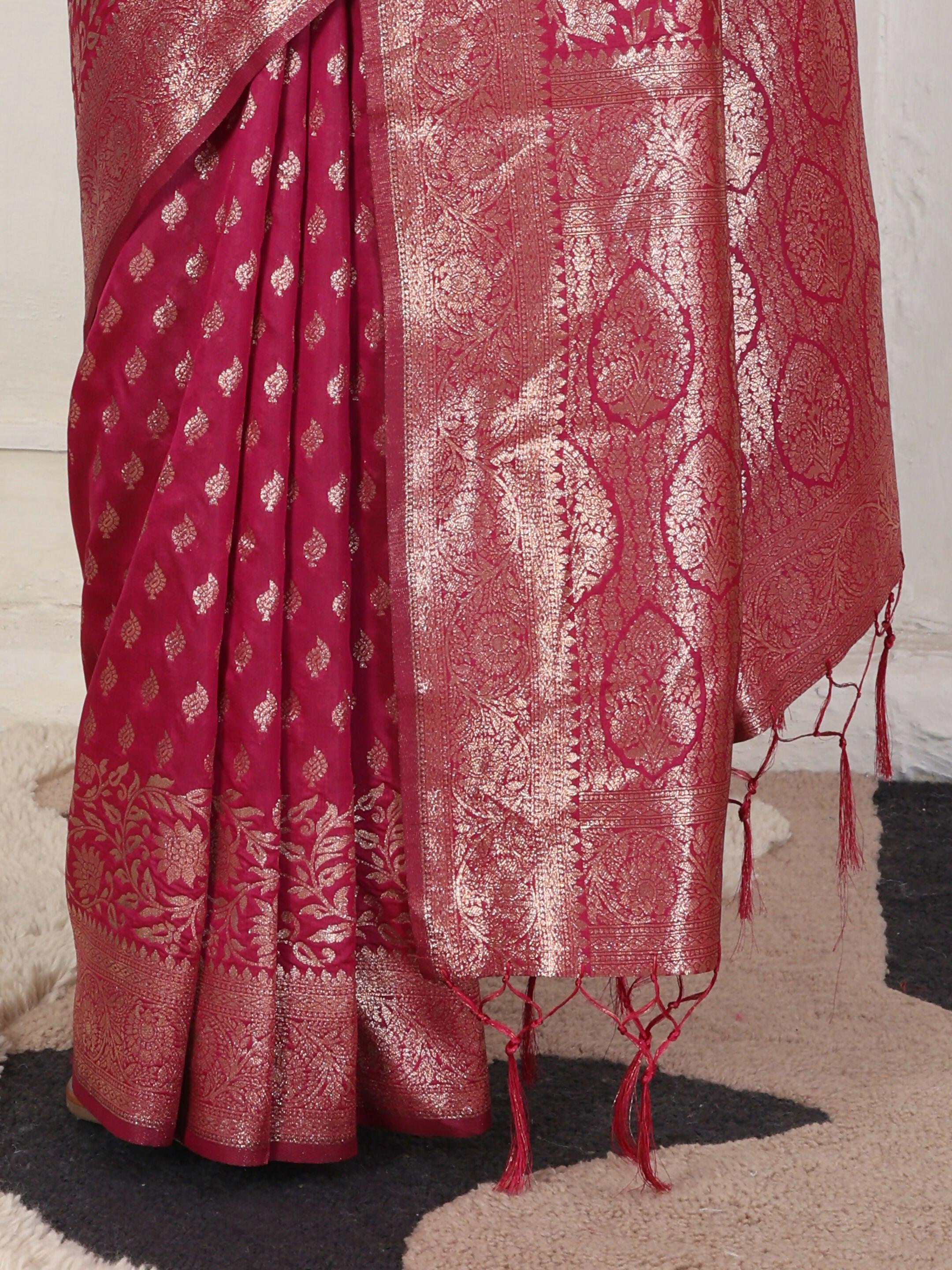 Shree Shyam Fashion Lichi Silk Wine Saree