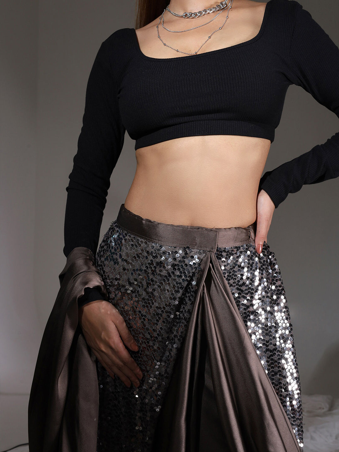 Tikhi Imli Sequinned Satin Ready to Wear Saree