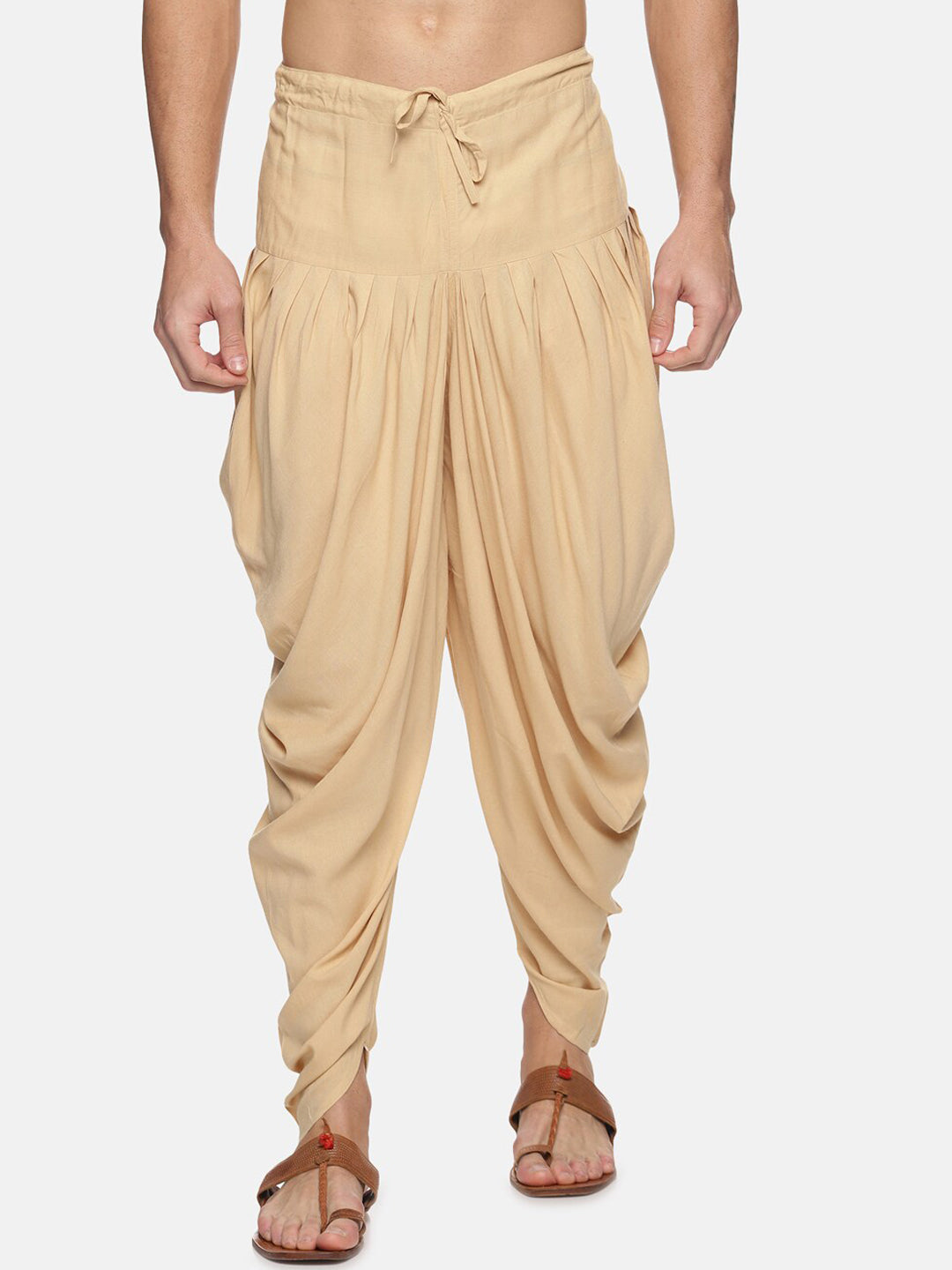 Sethukrishna Men Beige Solid Dhoti Pant