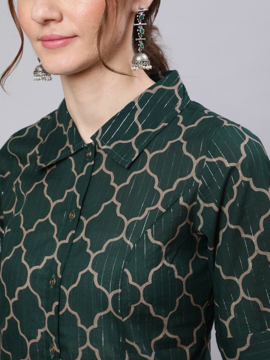 Aks Geometric Printed Pathani Cotton Kurta