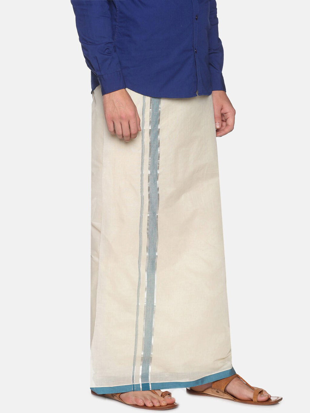 Sethukrishna Mens Off White Traditional Kerala Double Mundu