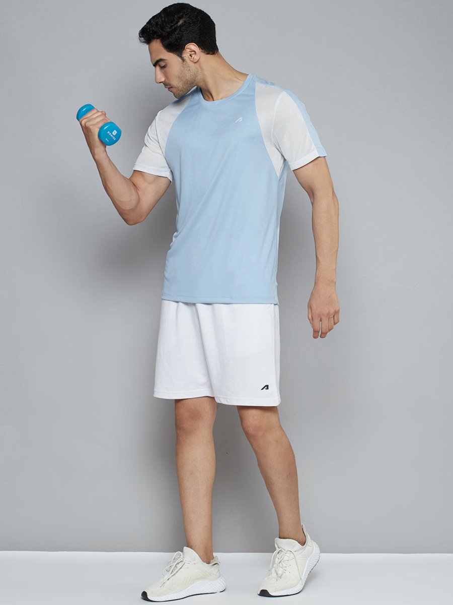 Alcis Men Blue Solid Slim Fit T-shirt