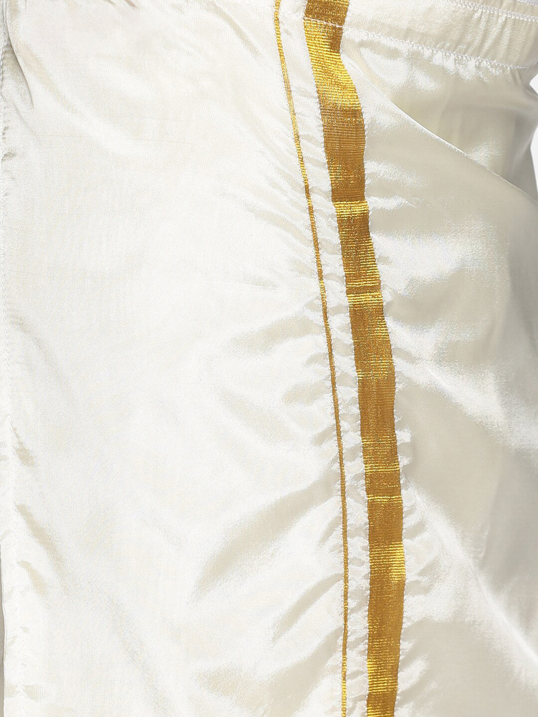 Sethukrishna Boys Green Shirt & Cream-Coloured & Zari Border Veshti Set