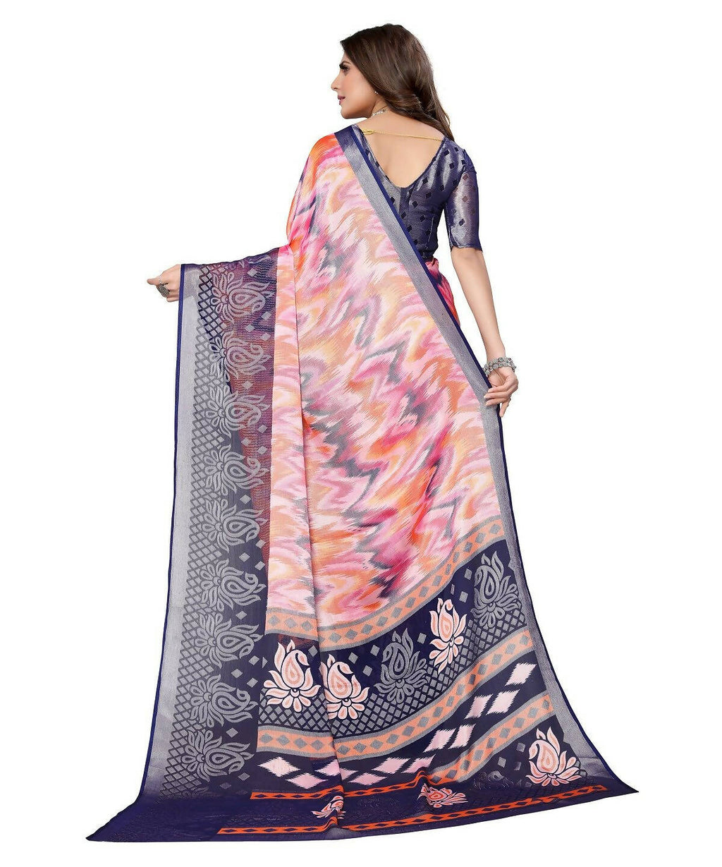 Vamika Navy Blue Chiffon Brasso Bollywood Style Woven Saree (KARUNA NAVY)