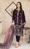 Anaita Purple Velvet Suit with Embroidery Sequence Work