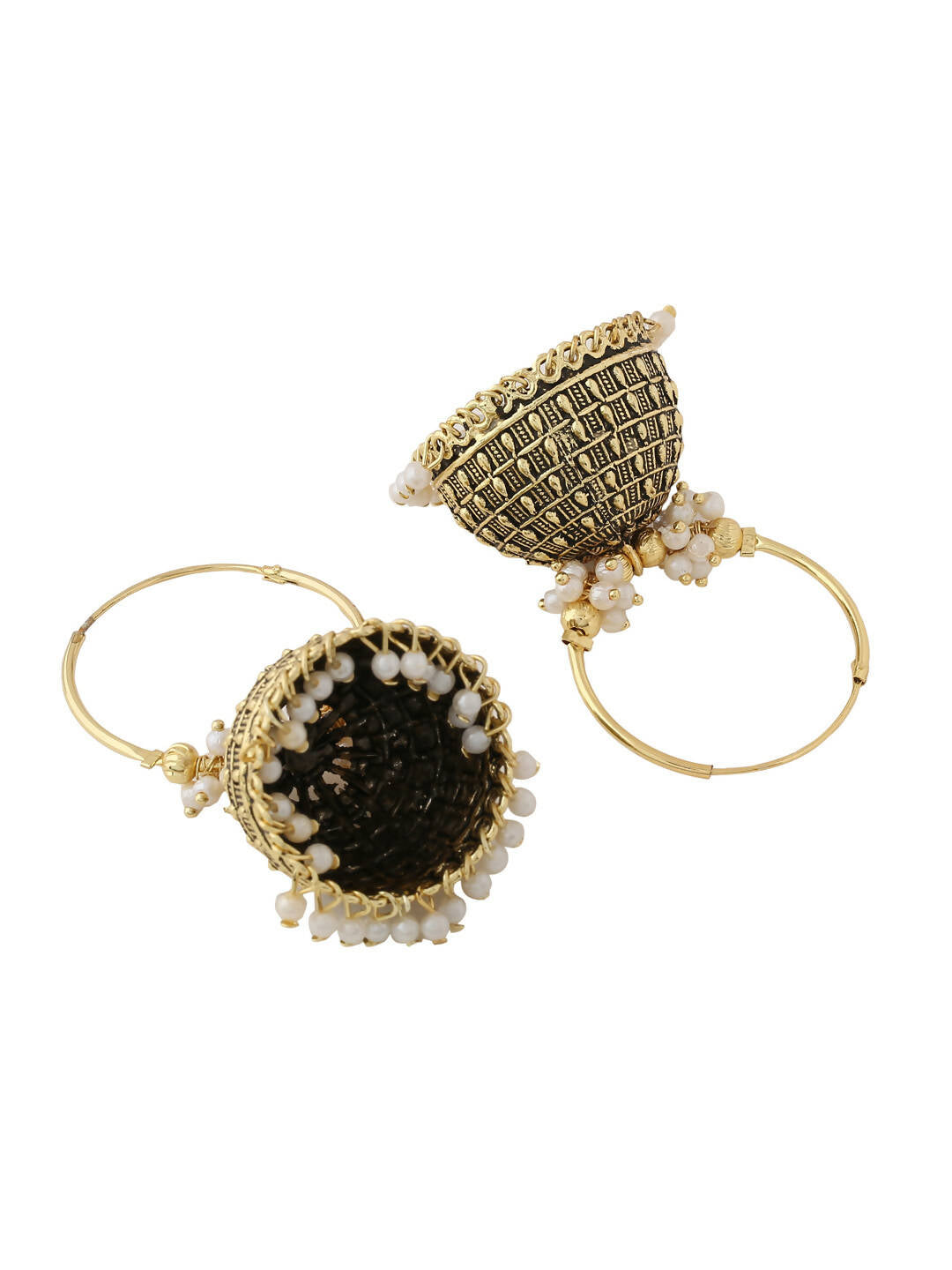 NVR Women Gold Toned Contemporary Jhumkas Earrings