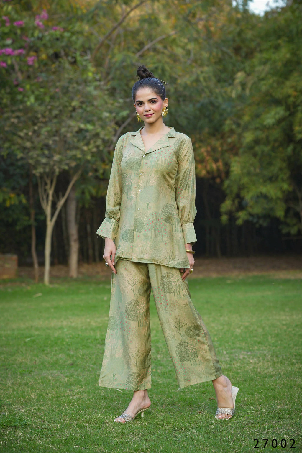 Women's Casual Fashionable Mahendi Mull Cotton co-ord set - Anya