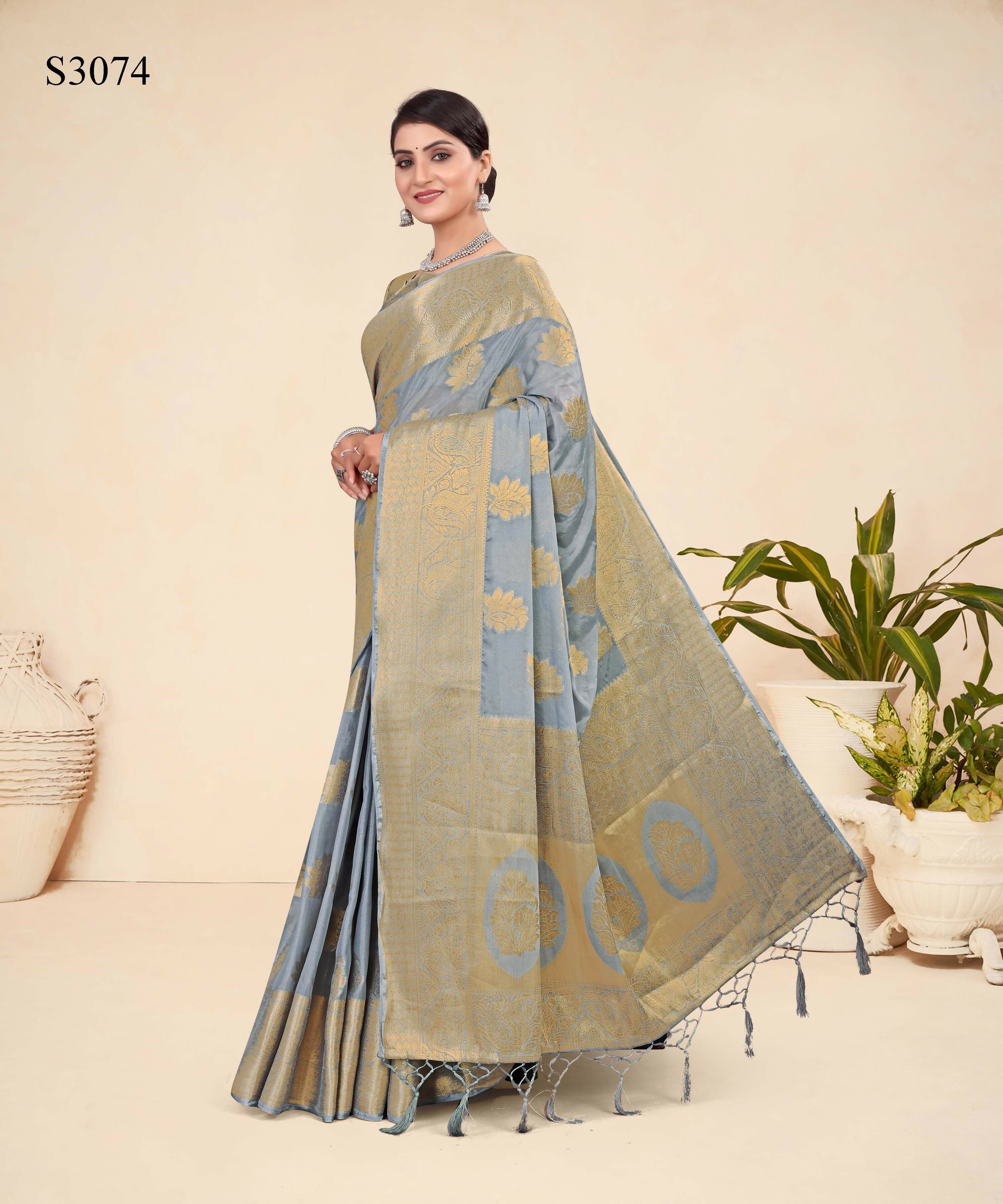 Grey Viscose Weaving Designer Saree - Vandini