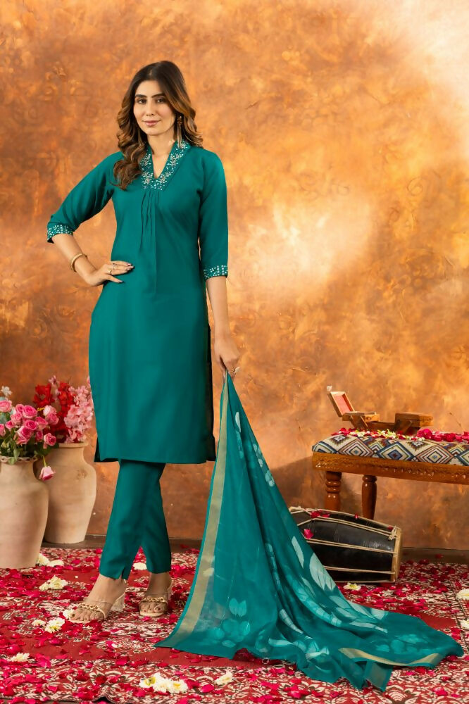 Roman Silk Daily Wear Kurta Pant With Dupatta Set by Infinity Export