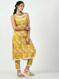 Myshka Women's Yellow Straight Printed Kurta