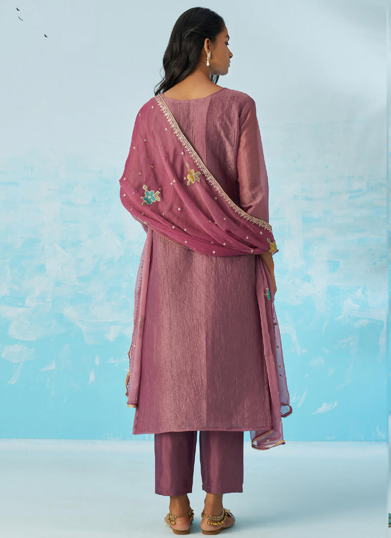 Vegaa Fashion Lavender Organza Embroidered Party Wear Suit