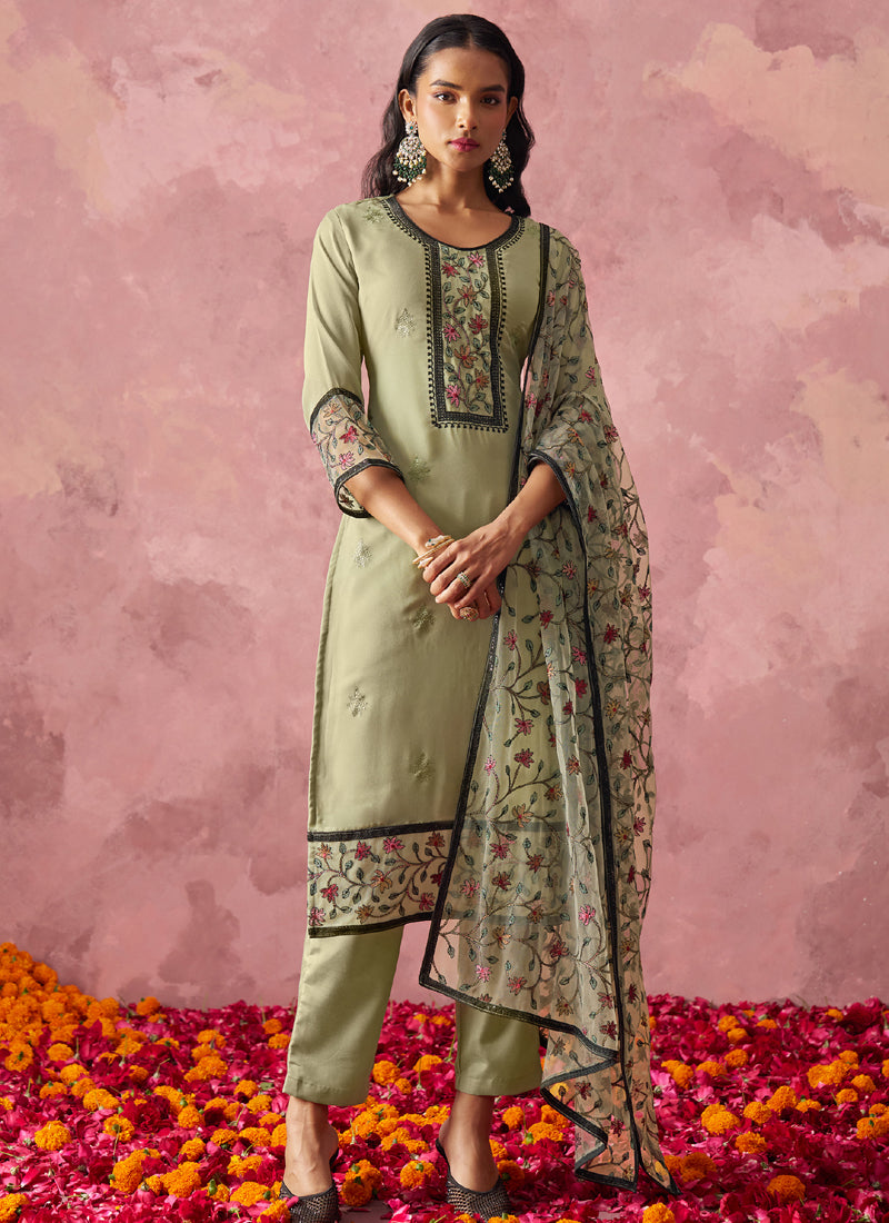 Vegaa Fashion Beige Georgette Embroidered Salwar Suit