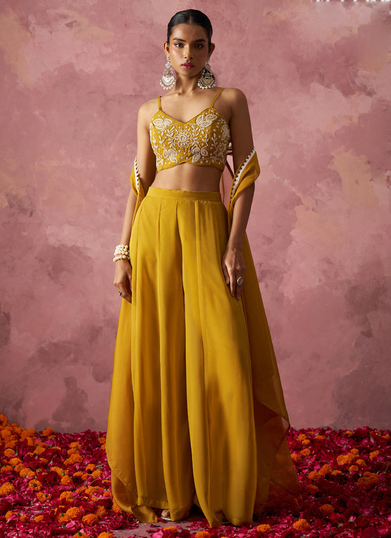 Vegaa Fashion Yellow Georgette Handwork Western Wear Suit