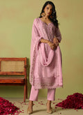 Vegaa Fashion Baby Pink Pure Organza Embroidered Salwar Suit