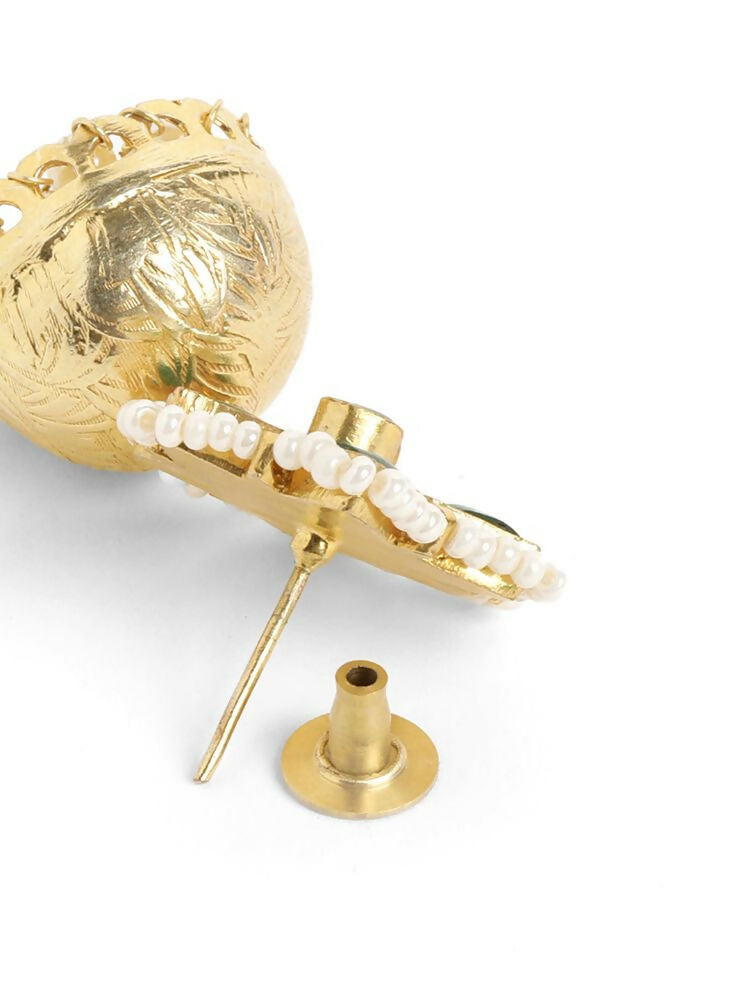 Nuyug 22K Gold Plated Panna Jhumki Earrings