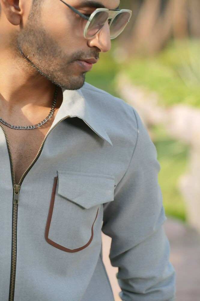 Laynox Distorted Gray Shacket by Hilo Design