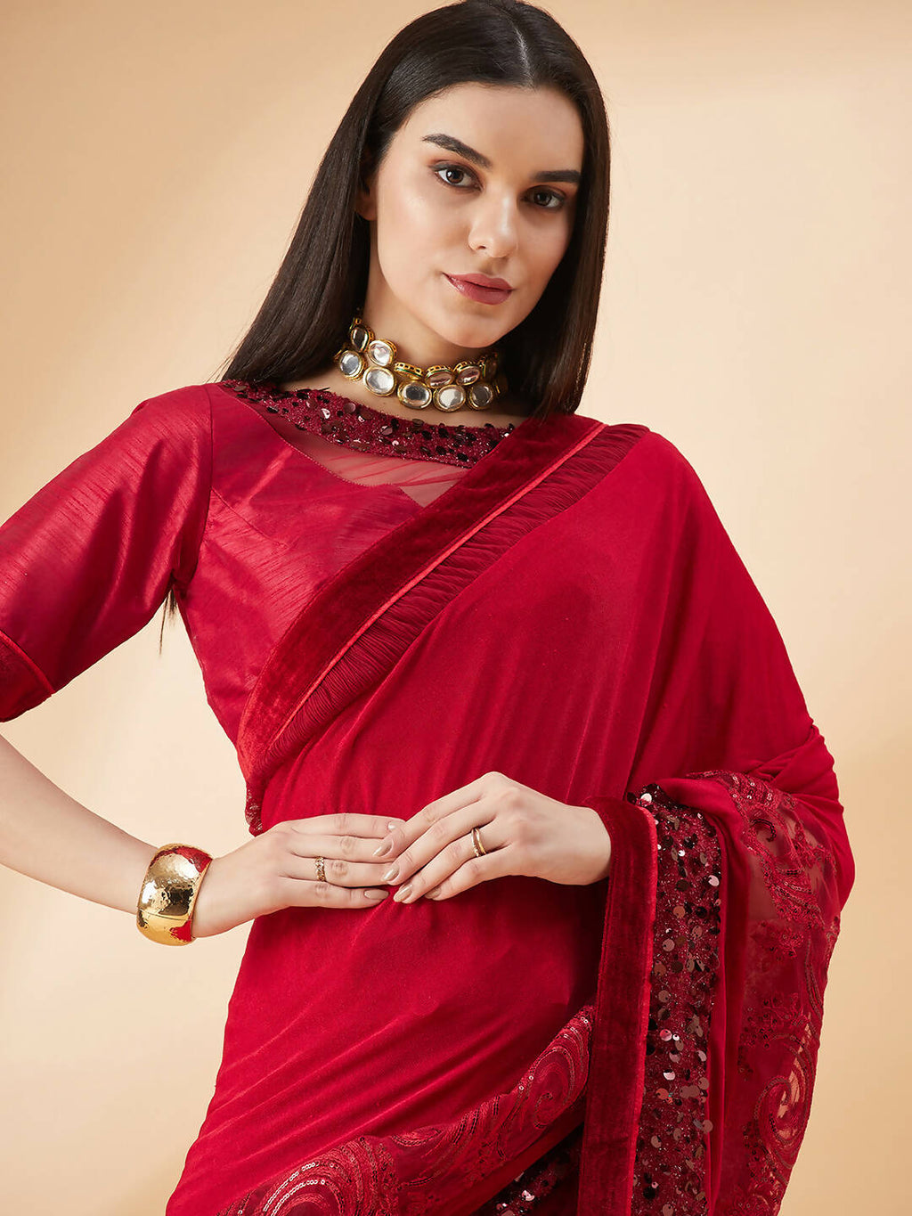 Mauve Lycra Resham And Sequins Embroidery Saree - Norita Hit Design