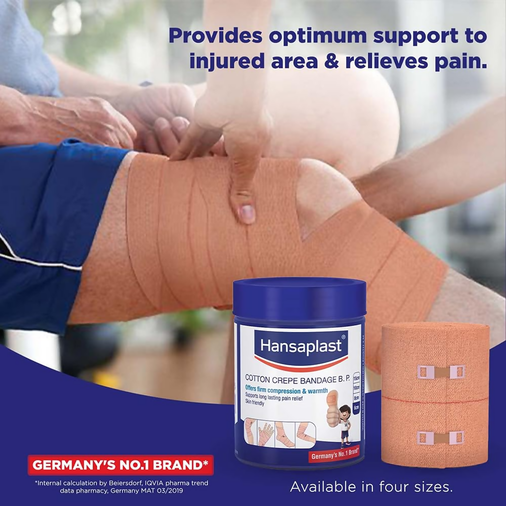 Hansaplast Soft Cotton Crepe Bandage For Pain Relief - 8CM X 4MTR