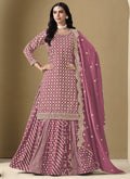 Vegaa Fashion Onion Pink Art Silk Embroidered Lehenga Style Suit