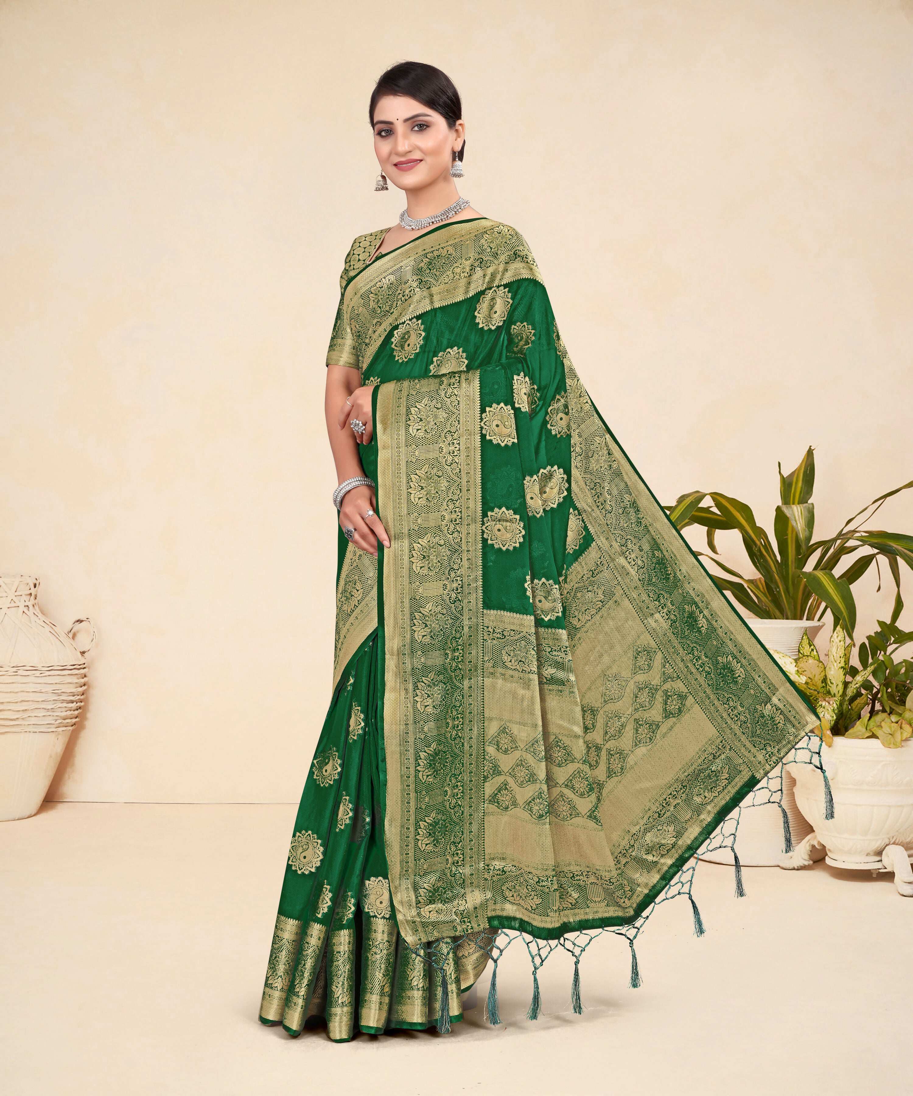 Green Viscose Weaving Designer Saree - Vandini
